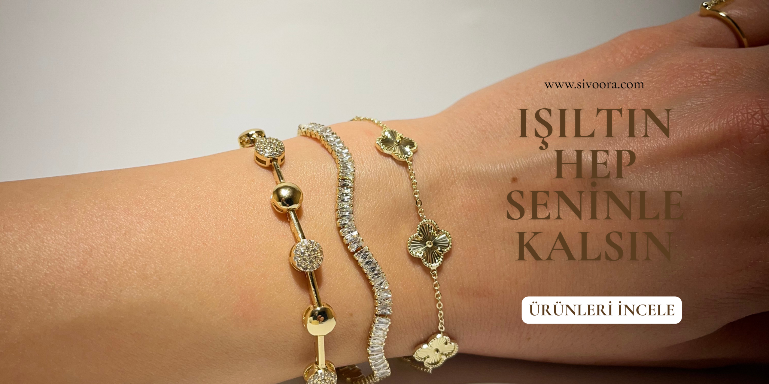 Altın Modern Takı Satışı Banner Yatay