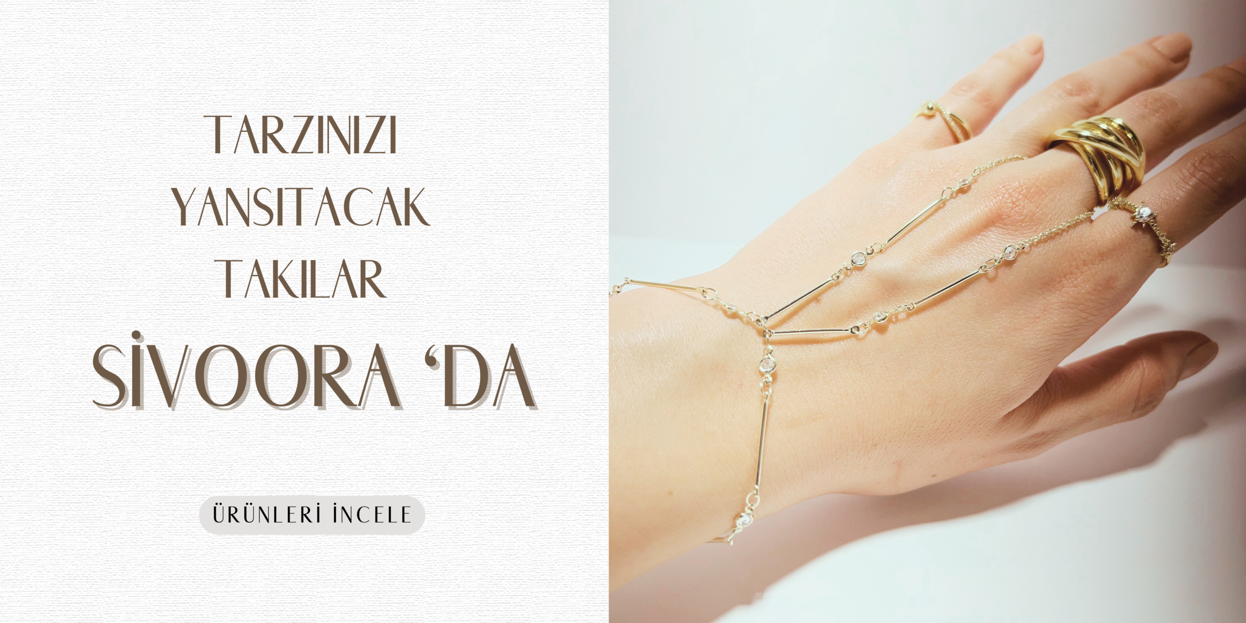 Bej Minimalist Takı İndirimi Banner Yatay