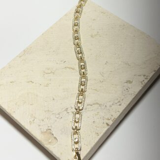 Gold Rengi Zirkon Taşlı Halkalı Model Bileklik