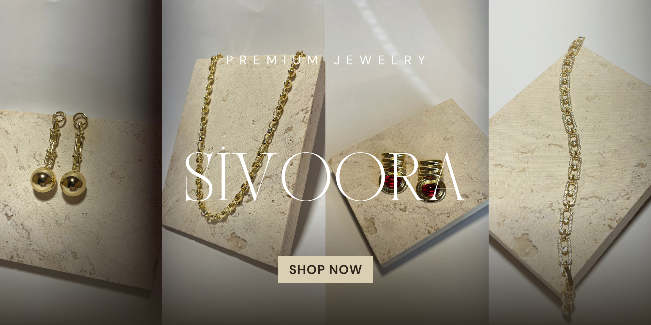 White Simple Photocentric Jewelry Promo Banner Landscape