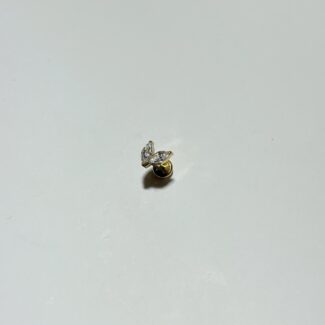 Gold Rengi Yaprak Zirkon Taşlı Titanyum Piercing