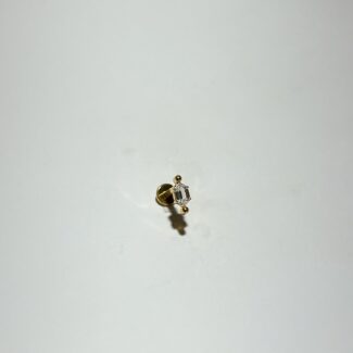 Gold Rengi Kübik İki Top Zirkon Titanyum Piercing